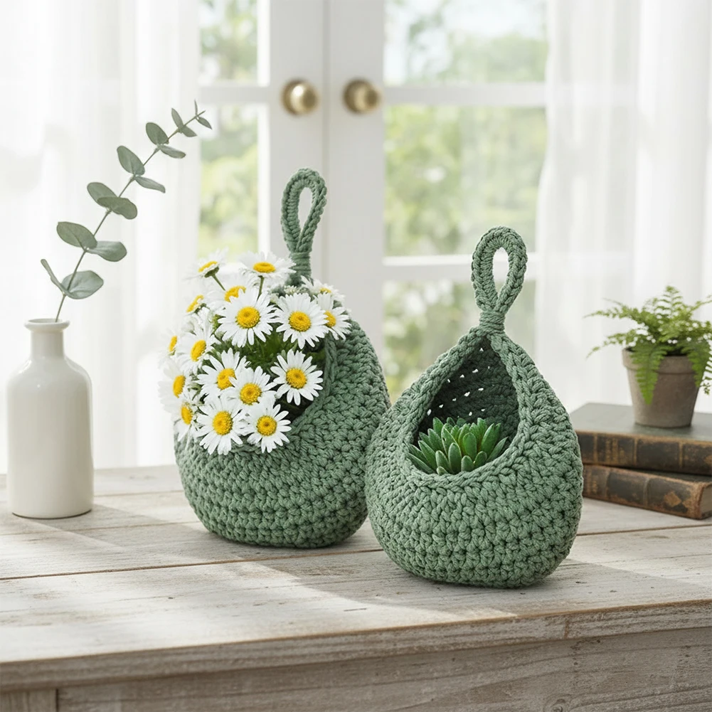 

Набор из 3 подвесных корзин в стиле бохо - хлопковые органайзеры ручной работы для дома, подвесные корзины для фруктов, настенные держатели для кухни в стиле бохо