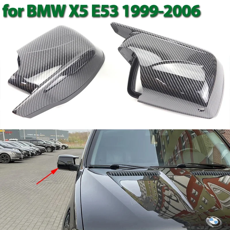 

Glossy Carbon Pattern Rearview Exterior Side Mirror Caps for BMW X5 E53 1999-2006 Replacement M look