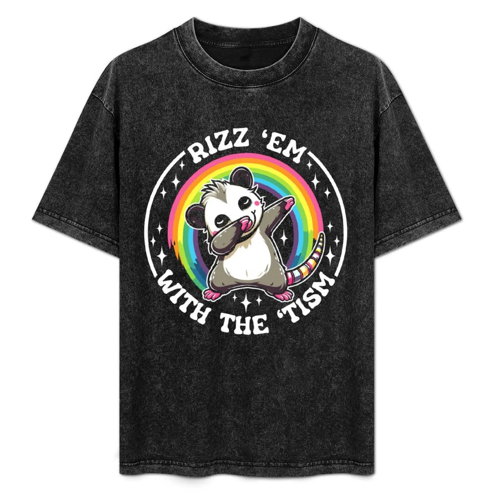 

Autism Rizz 'Em With The 'Tism Autistic Opossum T-Shirt Basic Breathable Solid Color T-Shirt
