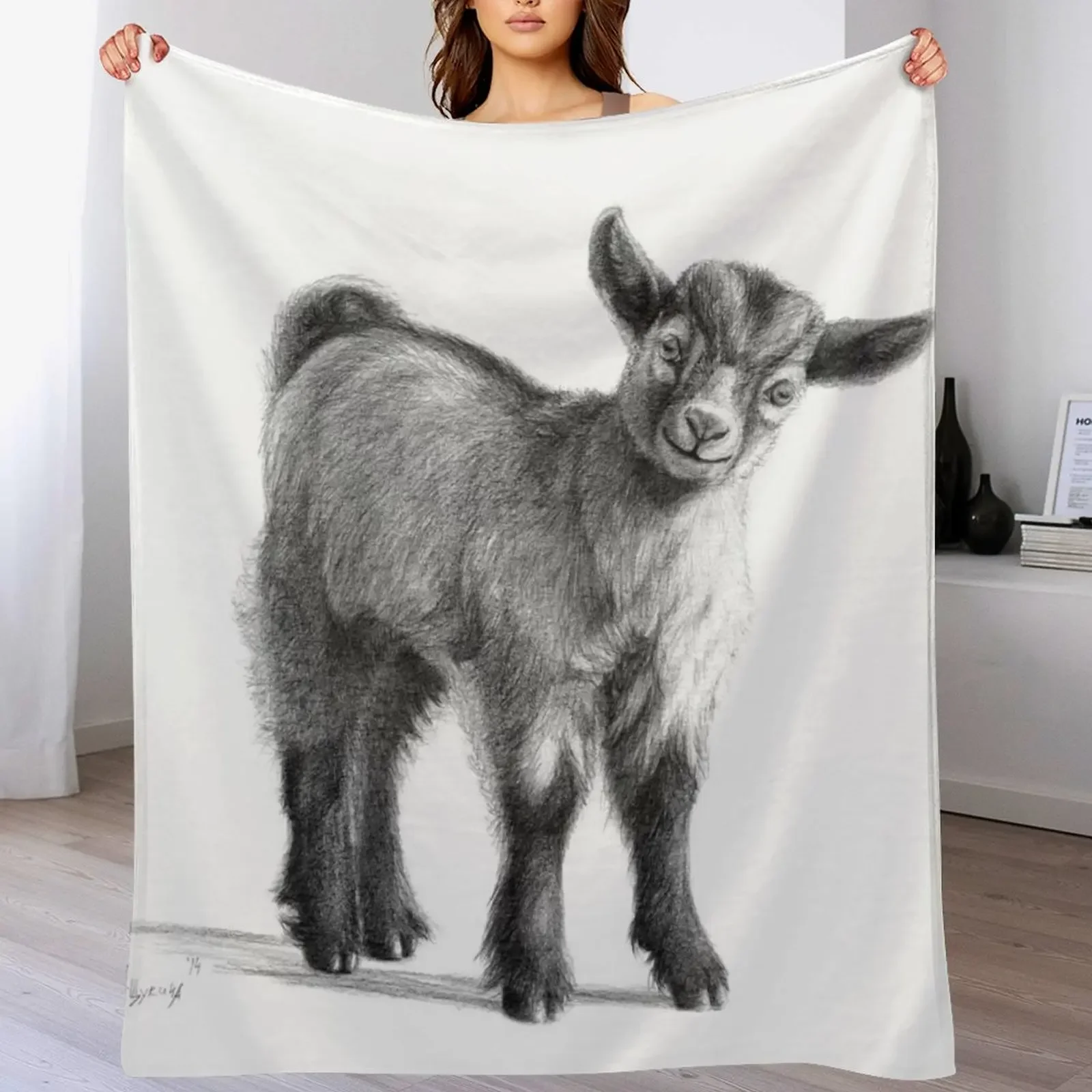Goat Baby G097 Throw Blanket Anti Shedding Soft Fuzzy Blanket for Home