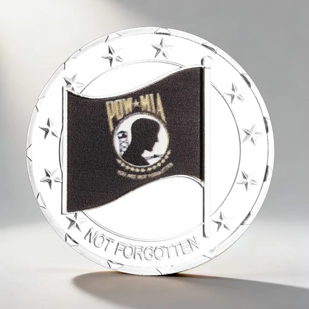 US Not Forgotten POW MIA  Collection Gift Flag Veteran Challenge Coins Metal Plated Silver Souvenir Coin