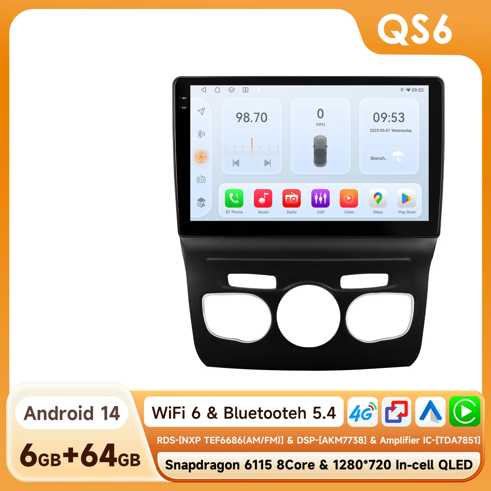 Hizpo 10.1 inch autoradio voor Peugeot Citroen C4 C4L 2013-2017 draadloze Carplay Android multimediaspeler 2 DIN radio autoradio GPS stereo slimme intelligente systemen IPS touchscreen headunit