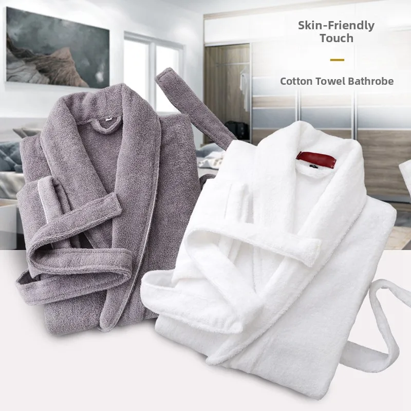 

Халат из чистого хлопка, впитывающий влагу, быстросохнущий, для пар, осенне-зимний, мужской кимоно, женский халат, универсальный для всех сезонов, для взрослых.