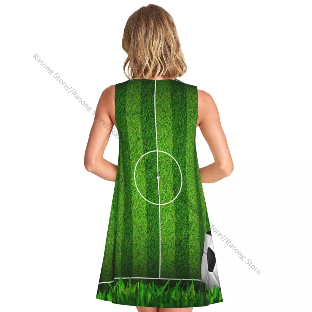 Women's Dress Summer Casual T Shirt Dresses Beach Cover up Soccer Football On Grass Field Tank Dress