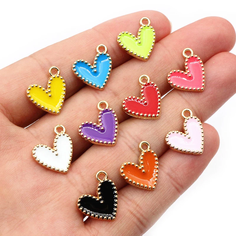 30-50Pcs 9x10mm/15x13mm Small Alloy Heart Charms Cute Love Pendants For DIY Bracelet Necklaces Jewelry Making Accessories