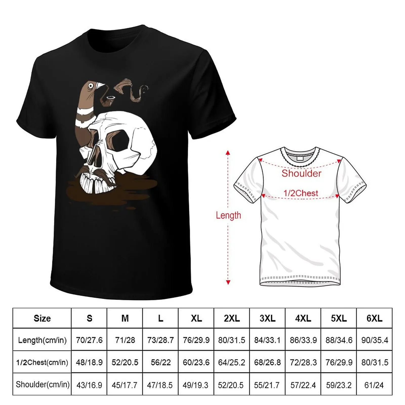 Colonel Pigeonpipe's Skull T-Shirt Large Size Short Sleeve T-Shirt