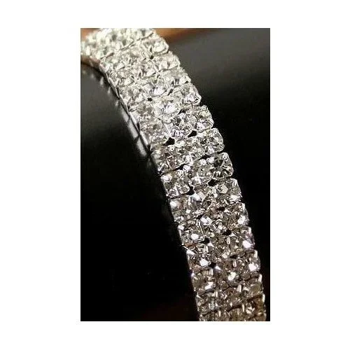 Wedding Bride Jewelry Three Row Multi Color CZ Rhinestone Crystal Stretch Strand Bracelet Bangle Dropshipping