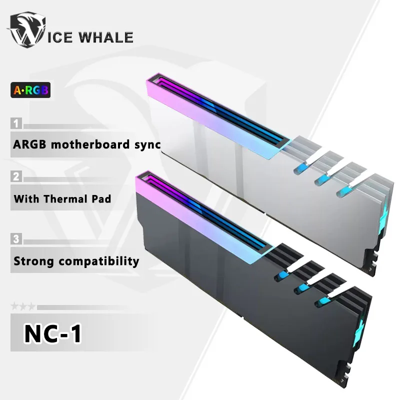 

ICE Whale NC-1 RAM Armor 5V ARGB Motherboard sync Infinite Mirror Aluminum Desktop Memory Cooling Vest With Thermal Pad