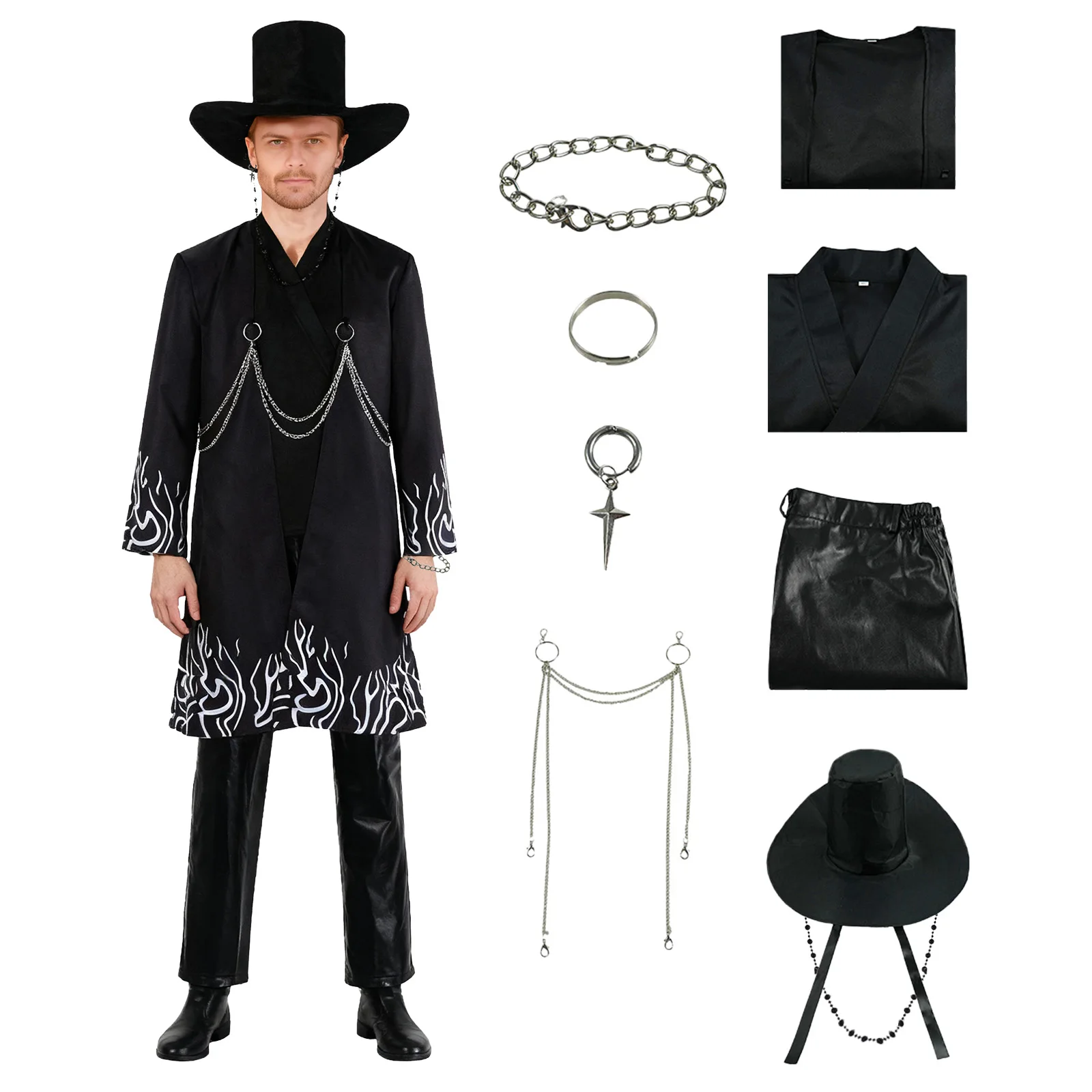 

Demon Adult Costume Hunter Jinu Halloween Cosplay Costume Coat Pants Hat FullSet Adult Outfit with Accessories