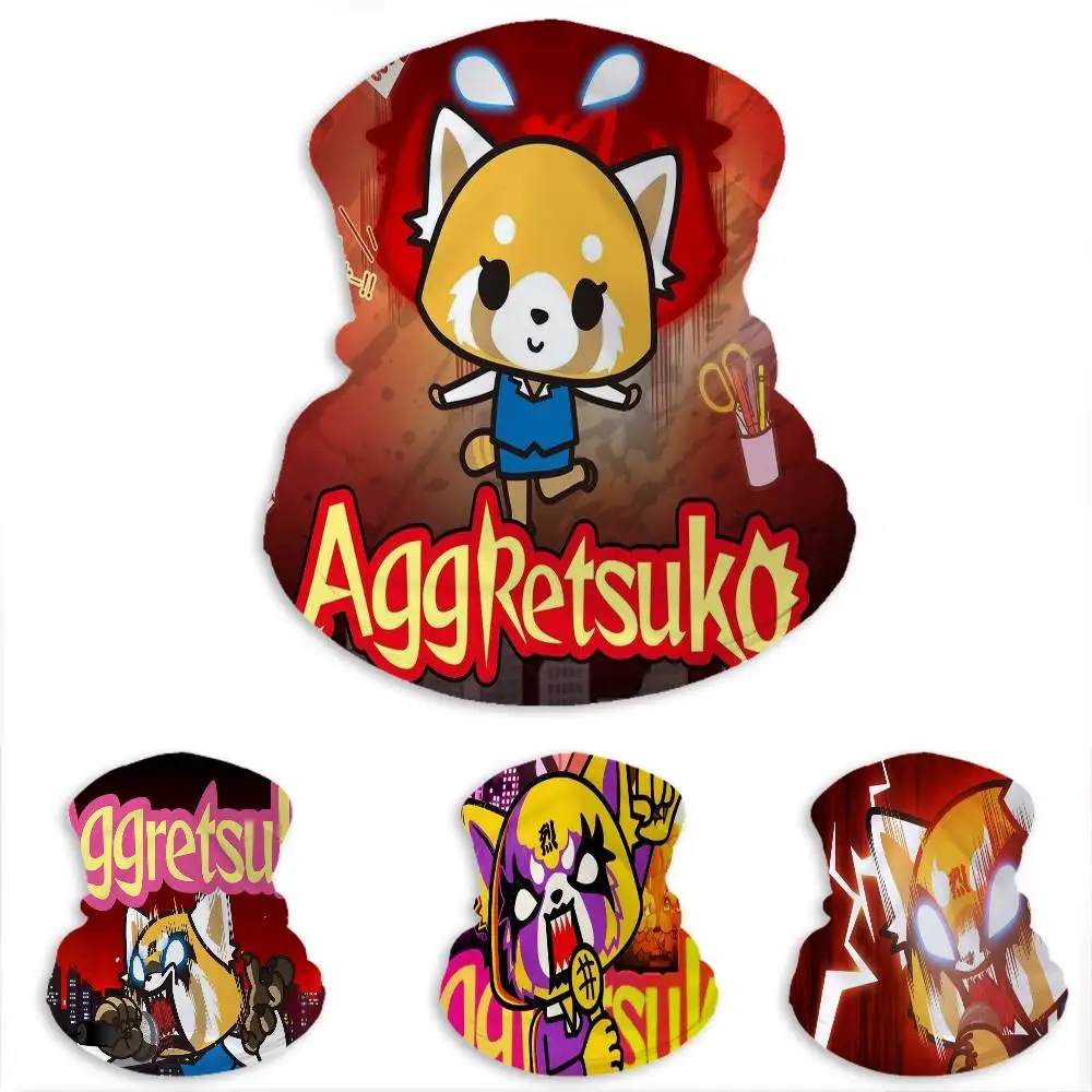 A-Aggretsuko Furious-Cute Ice Silk Sunscreen Face Mask Multifunctional Neck Gaiter for Outdoor Riding Hiking Fishing