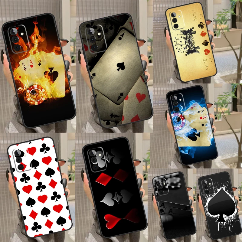 Spades Poker Play Cards Ace Cover For Samsung Galaxy A12 A13 A14 A54 A53 A52 A34 A33 A32 A24 A23 A22 A51 A71 Phone Case