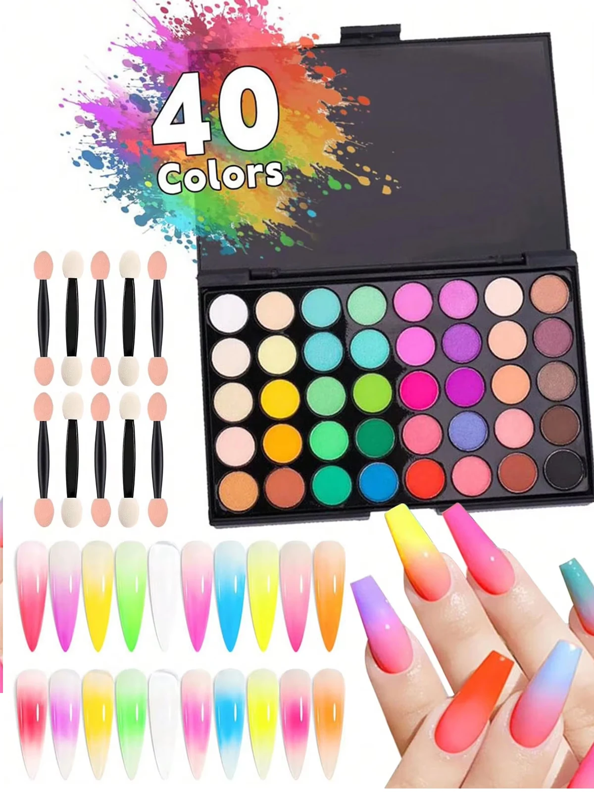 40 Farben Nagelpigment-Palette – Nail Art Ombre Glitter Bewertung und Preis