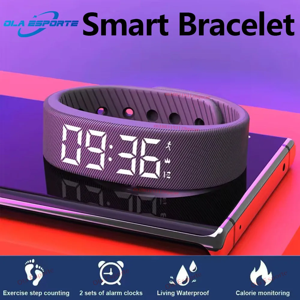 LED Digital Smart Wristbands Waterproof Smart Clock Smartband With Running Pedometer Monitor Band Vibration Alarm Reminder Ht22