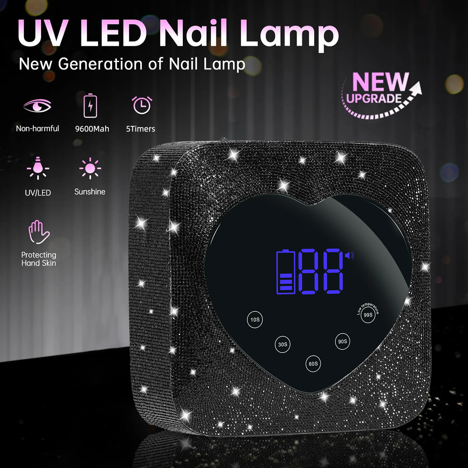 Rechargeable UV LED Nail Lamp for Manicure 30LEDS Gel Polish Drying Machine With Large LCD Touch Professional Smart Nail Dryer