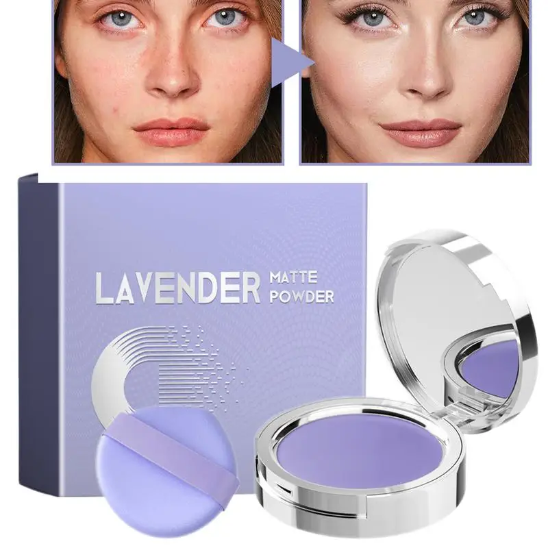 NEW Matte Face Powder Matte Lavender Oil Control Face Powder Long-Lasting Cosmetic Supplies With Mini Powder Puff For Women girl