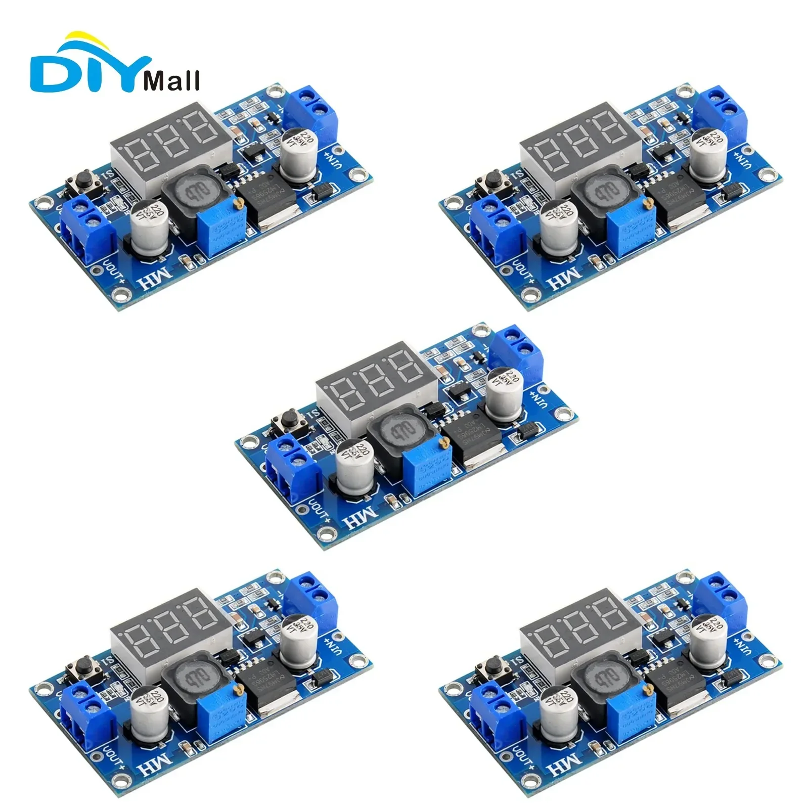 1 понижающий преобразователь постоянного тока в постоянный от 4 до 40 В до 1,25-37 В, регулируемый понижающий модуль регулятора со светодиодным дисплеем вольтметра 3 А