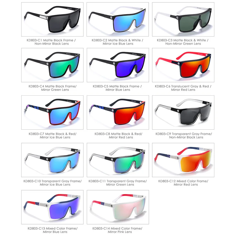 Hot Selling Oversized Sports Sunglasses One Piece Polarized Driving Shades KDEAM Men Women Fashion Sun Glasses With Box
