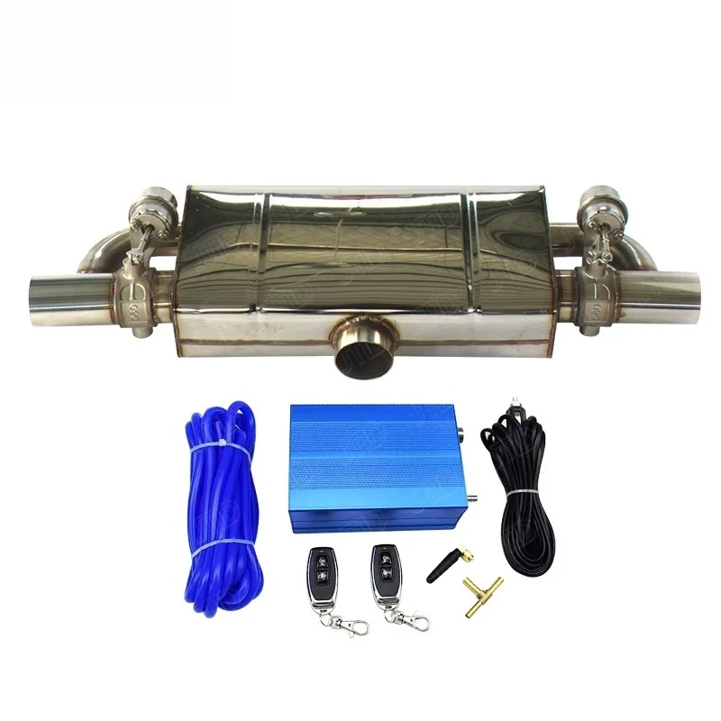 Wholesale  3 Inch 201 Stainless Steel Exhaust Muffler with Single Inlet and Dual Outlet Valve Cutout Remote Controller