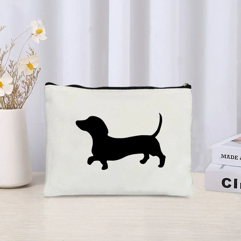 Kawaii Dachshund Cartoon Makeup Pouch, Lápis Case, Estudante Papelaria Armazenamento, Cute Cosmetic Travel Designer, Perfume Clutch