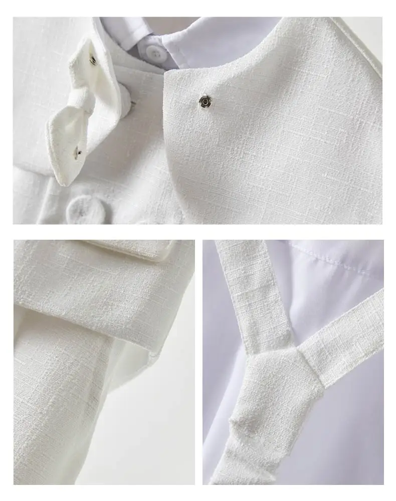 Premium Kleinkind Jungen Weißer Anzug 4-teiliges Westen-Set Kinder Tauf- und Christening-Outfit Hochzeit Geburtstag Ringträger Gentleman-Kostüm – Detail 4