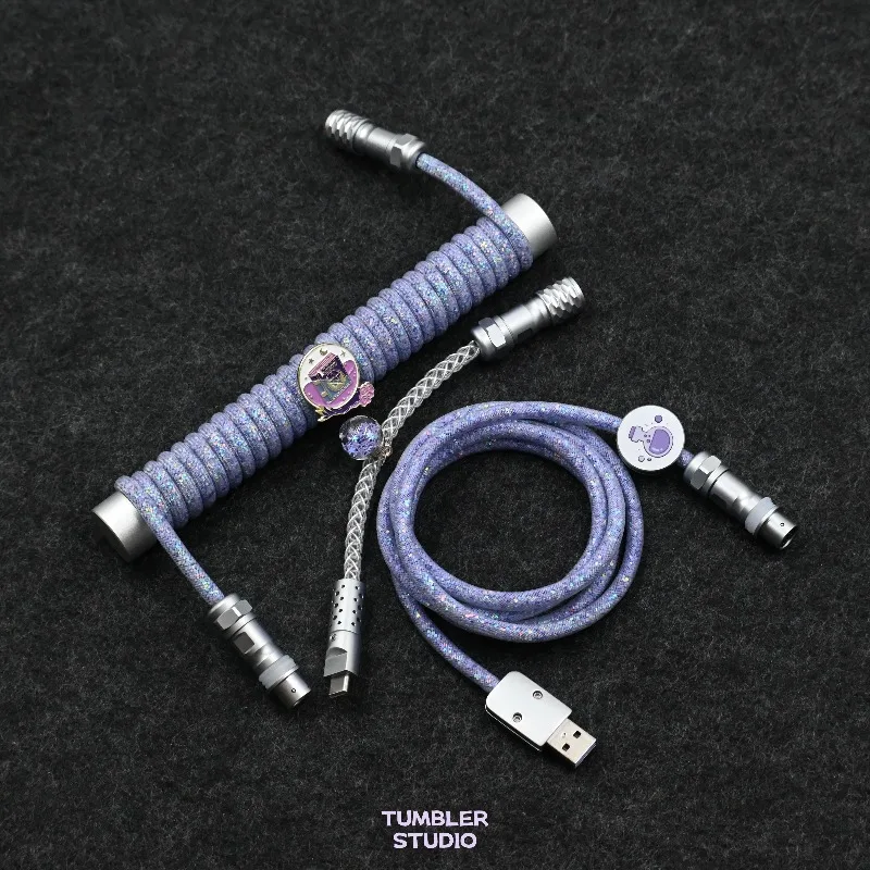 Tumbler Studio Spring Aviation Plug Keyboard Cable Customization RGB Light Emitting Cable Double Layer PVC GKD-B Esports Chip