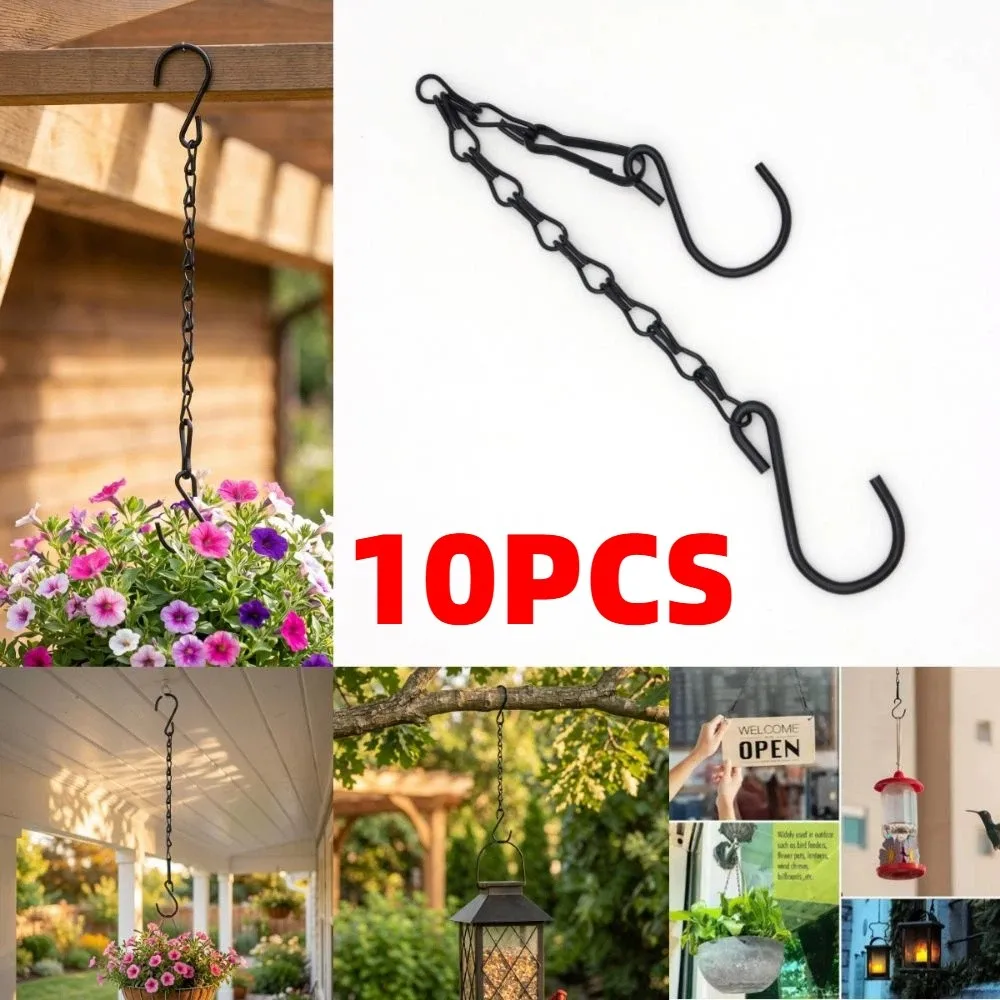 10Pcs Twisted Double Hook Hanging Baskets Chains Durable 25cm Flower Pot Hanger Chain with S-Hooks Iron Plant Hanging Chains