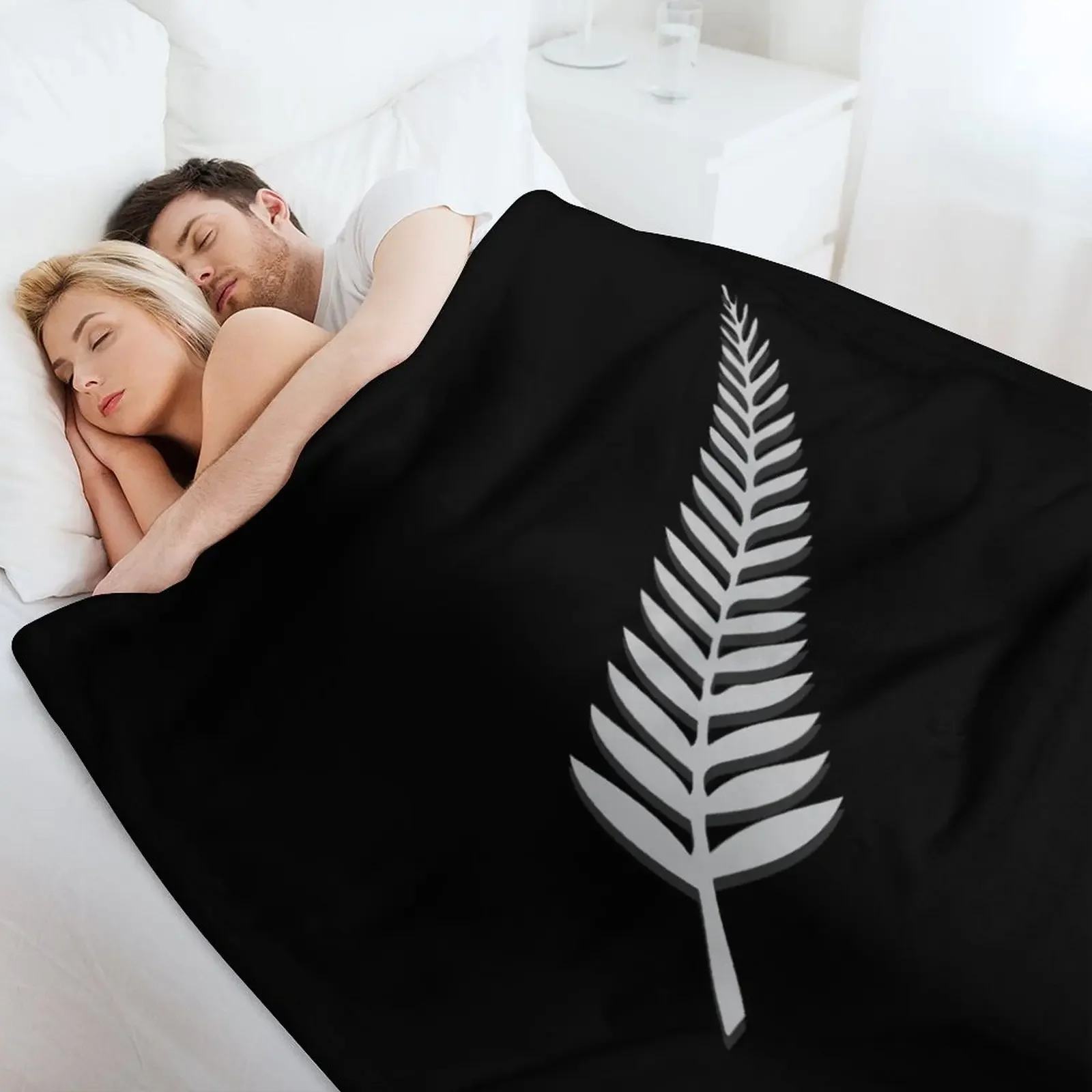 نيوزيلندا NZ كيوي أسود فضي السرخس شعار الرياضة مروحة رمي بطانية أريكة رمي أريكة عملاقة بطانيات العلامة التجارية الفاخرة #4