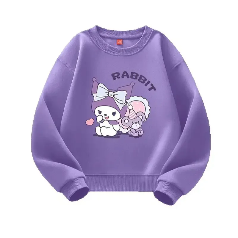 

Kids Winter Kuromi Hoodie Spring Autumn Clothes Unisex Round Neck Long Sleeves Pullovers Cute Cotton Cartoon Tops