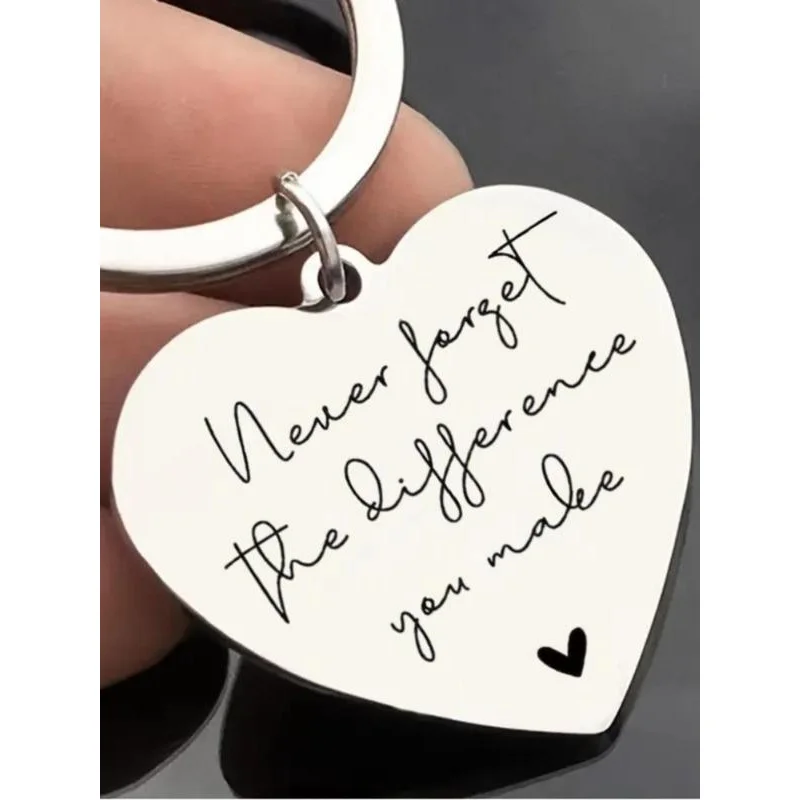 Fashion Letter Pattern Slogan Decor Heart Shaped Design Metal Keychain, Summer Accessories 2024, Stainless Steel  Fun Keychains