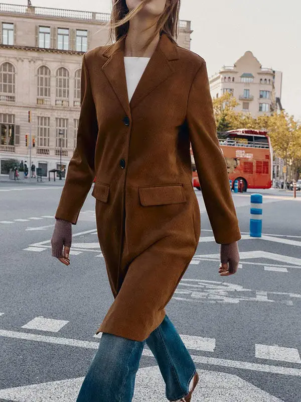 Jaqueta Feminina de Couro Sintético com Efeito Brilhante, Manga Longa, Casual, com Fechamento por Botões, Ideal para Jovens - Coleção Primavera 2026