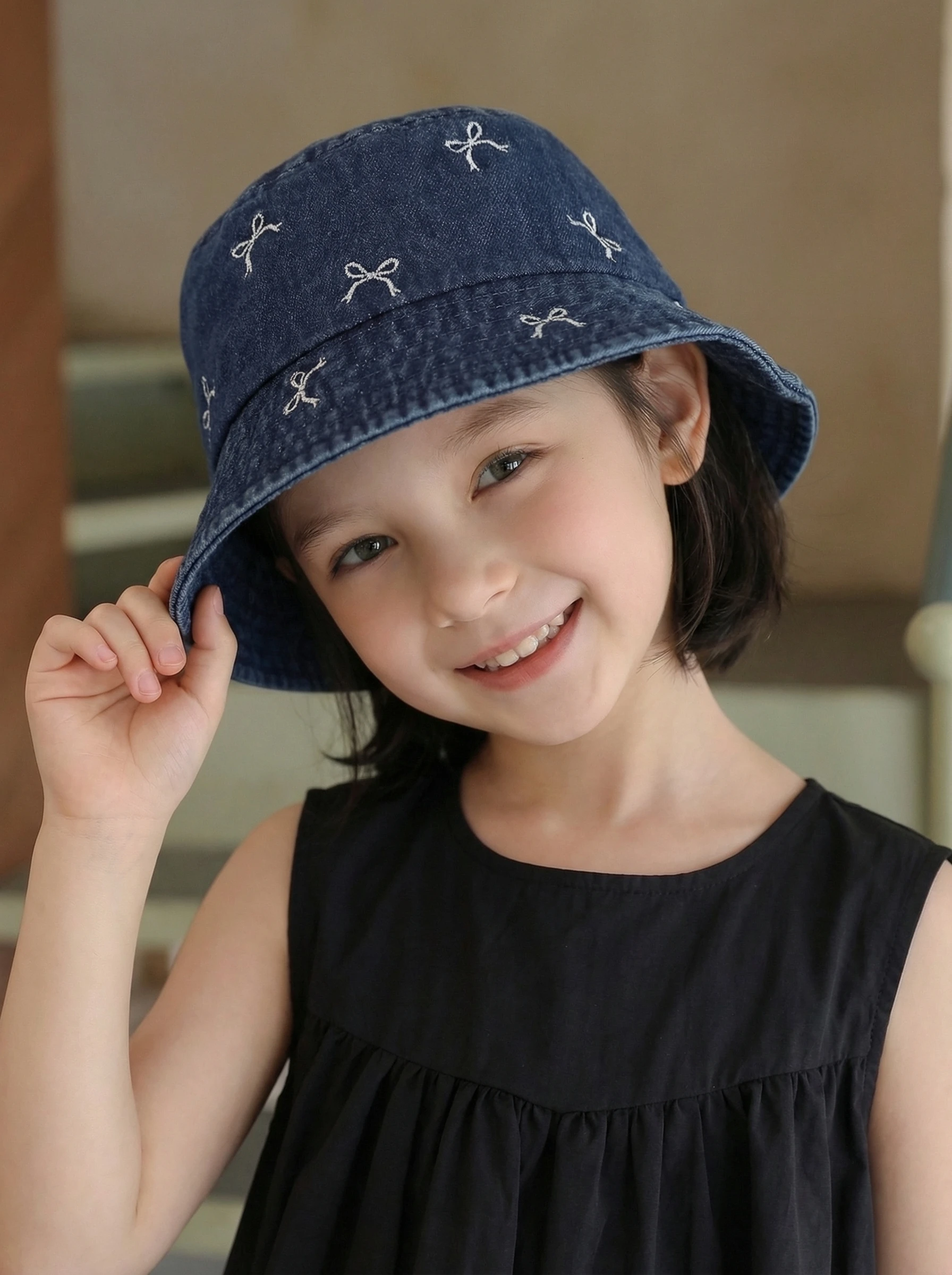 ナイツキーツ-キッズデニムフィッシングキャップ-つば広日よけ帽子-男の子と女の子向け-春夏-ラウンドトップ-カウボーイスタイルハット