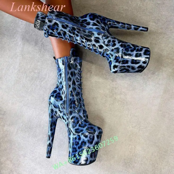 Multi Color Leopard Women\'s Boots Crotch Thigh High Platform Hot Sexy Girl High Heels Stilettos Custom Fit Boots Large Size