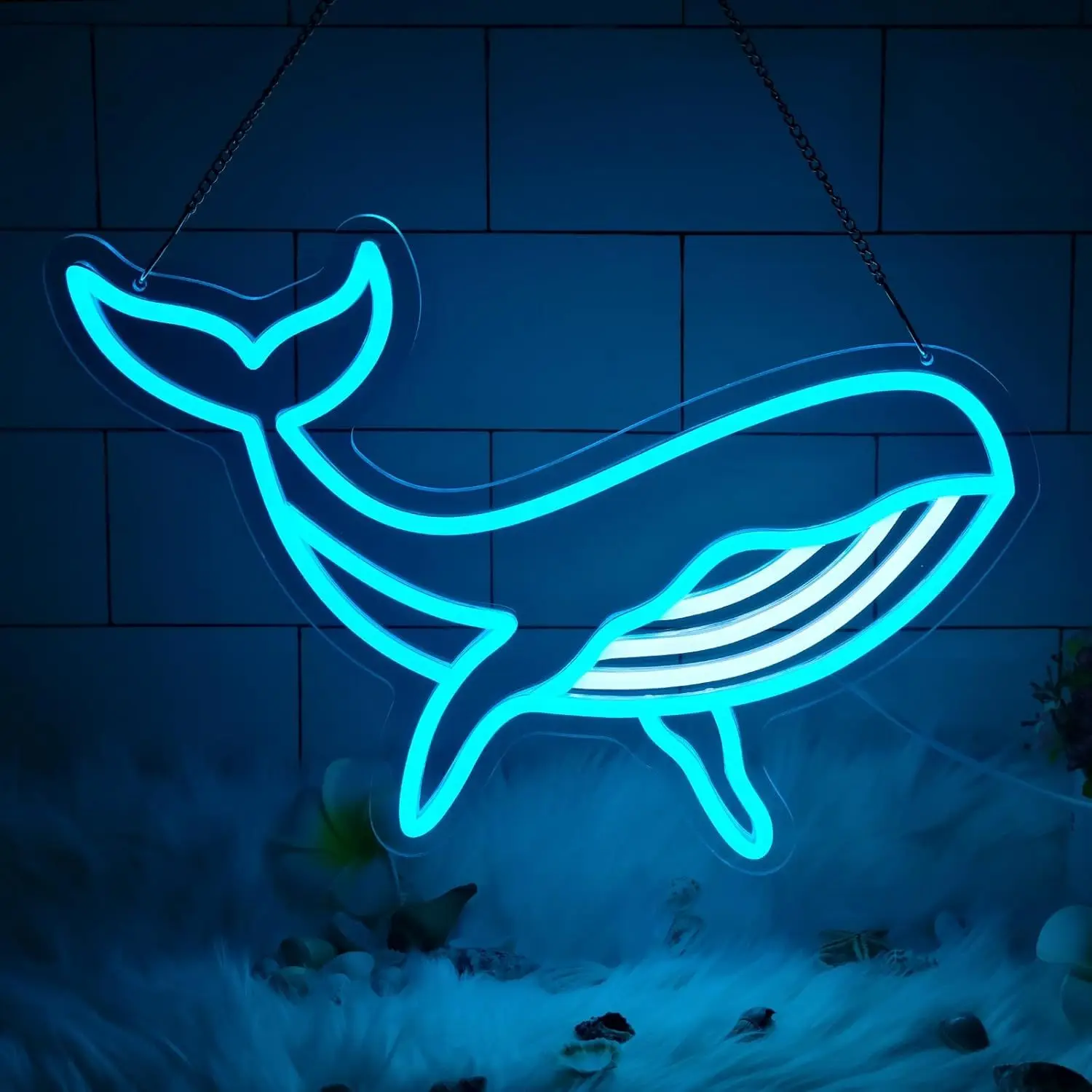 

Неоновая вывеска в виде кита с регулируемой яркостью, милый неоновый декор для спальни в виде кита.