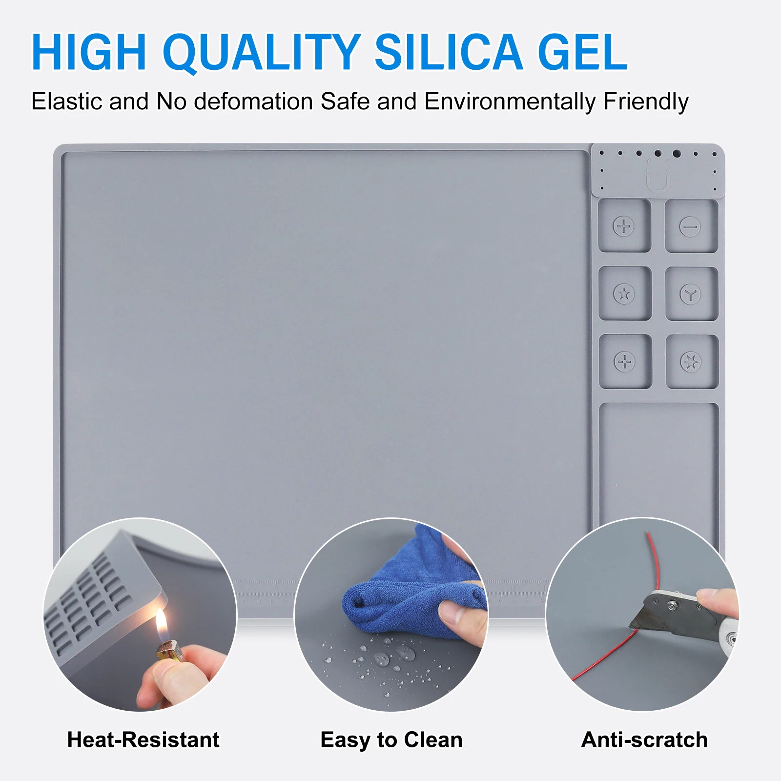 NEWACALOX 500x350mm 大型はんだ付けマット シリコン修理マット 耐熱磁気作業マット 電子機器、コンピューター、電話用