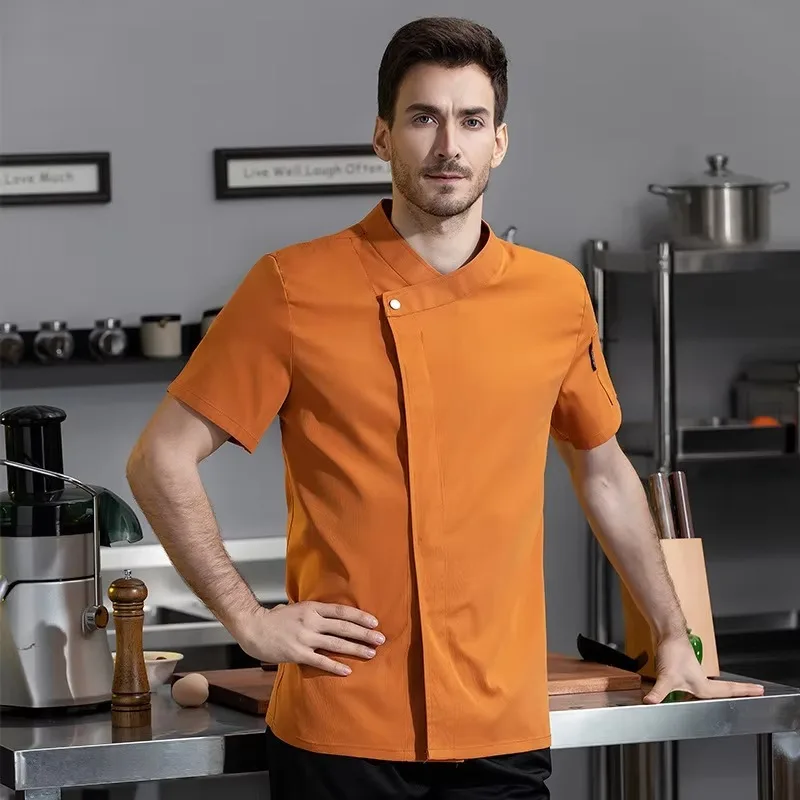 Chef Uniform Short-sleeved Summer Western Restaurant Catering Hotel Kitchen Work Clothes Men and Women Chef Work Clothes
