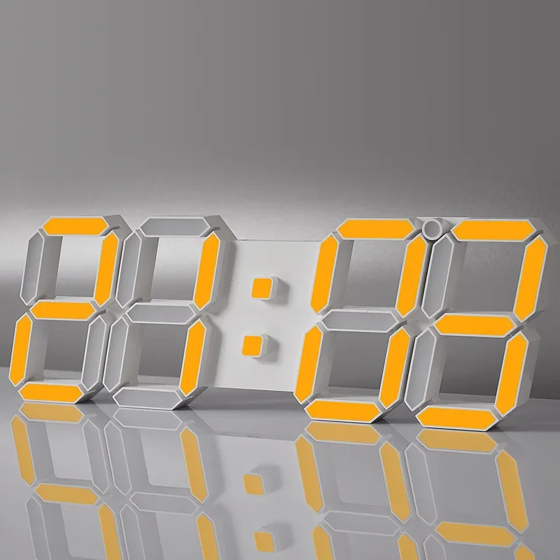 NONE Große 3D-LED-Wanduhr mit Fernbedienung, modernes Design, elektronische Uhr mit automatischer lichtempfindlicher und Timing-Funktion 5