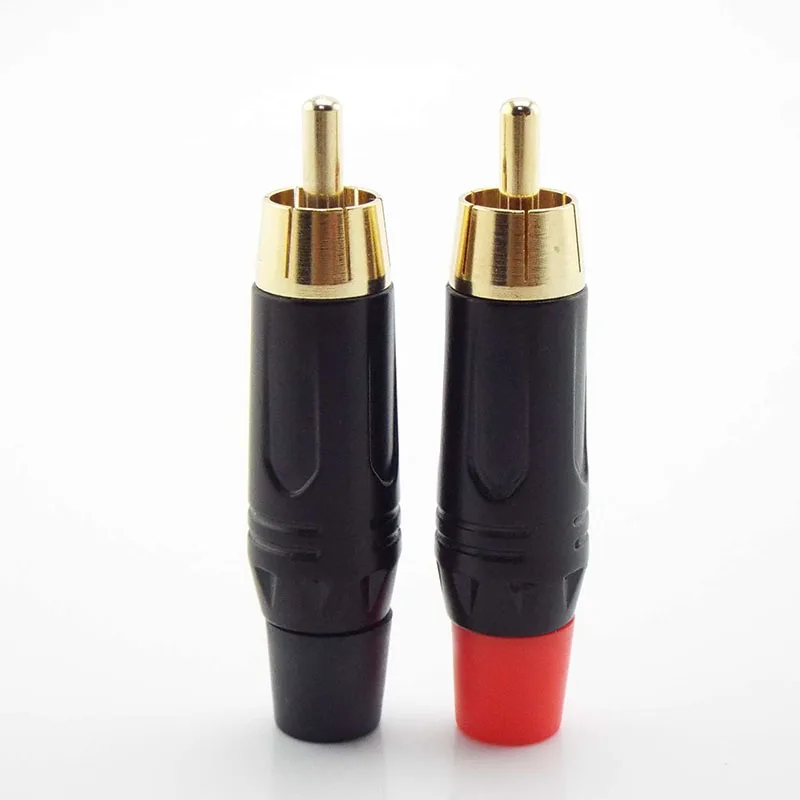 RCA Male Connector Gold Plating Audio Adapter Pigtail Speaker Plug for 6mm Cable Gold plated D5