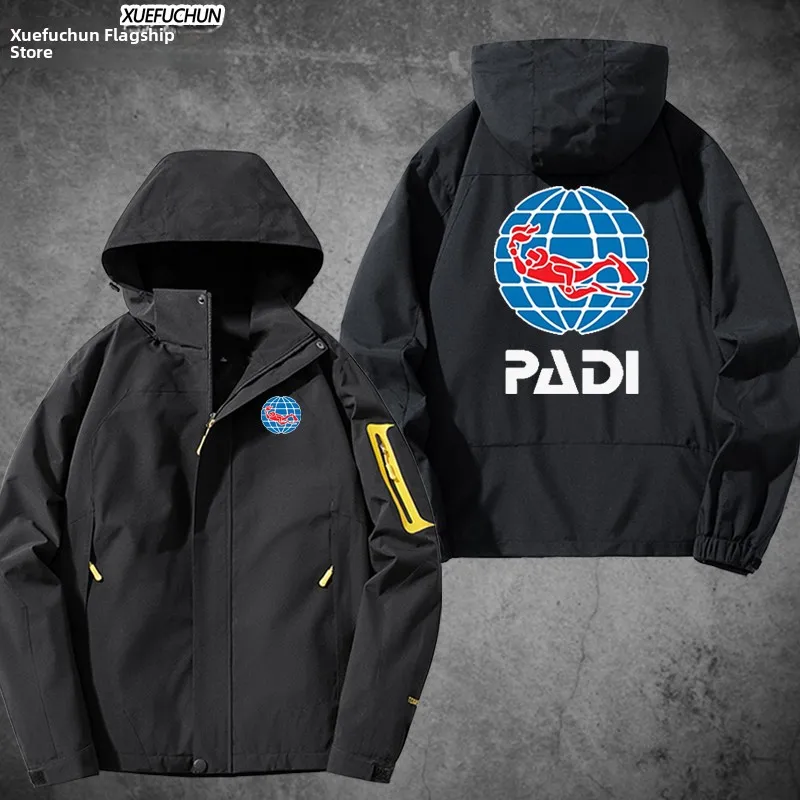 

CMAS PADI Diving Instructor Association Hooded Jaet Outerwear World Underwater Federation Polyester Nylon Cosite Fiber