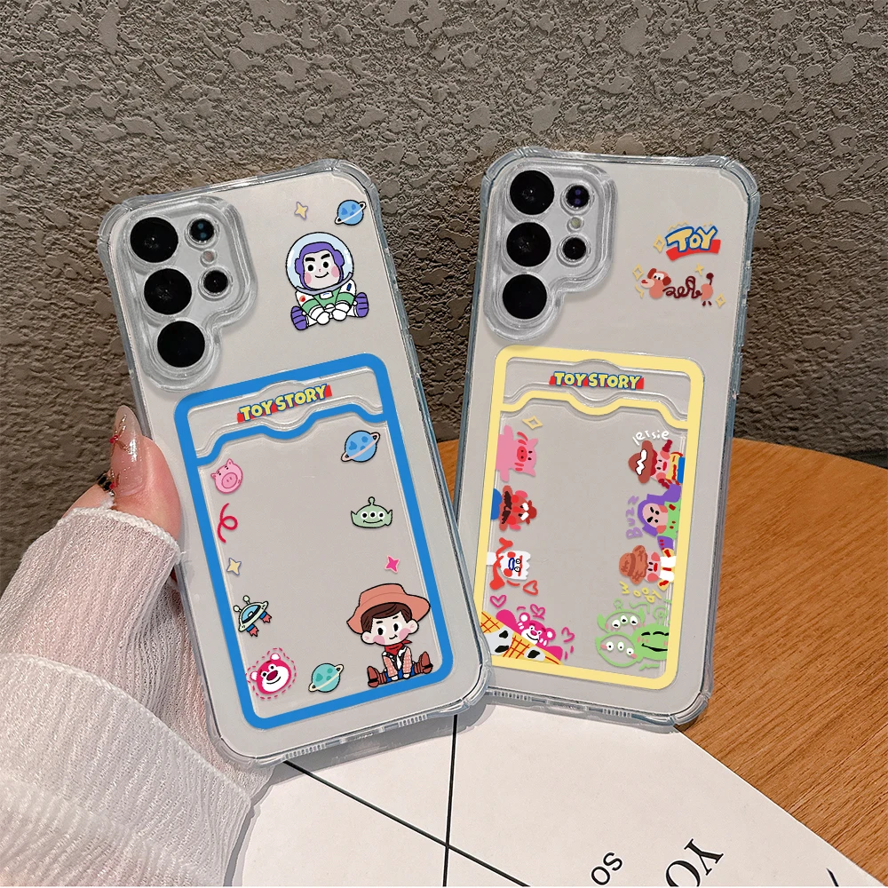 Toy Story Buzz Lightyear Card Hold Phone Case For Samsung S24 S23 S22 S21 S20 FE Plus Ultra M33 M53 M54 5G Anti-fall Clear Cover