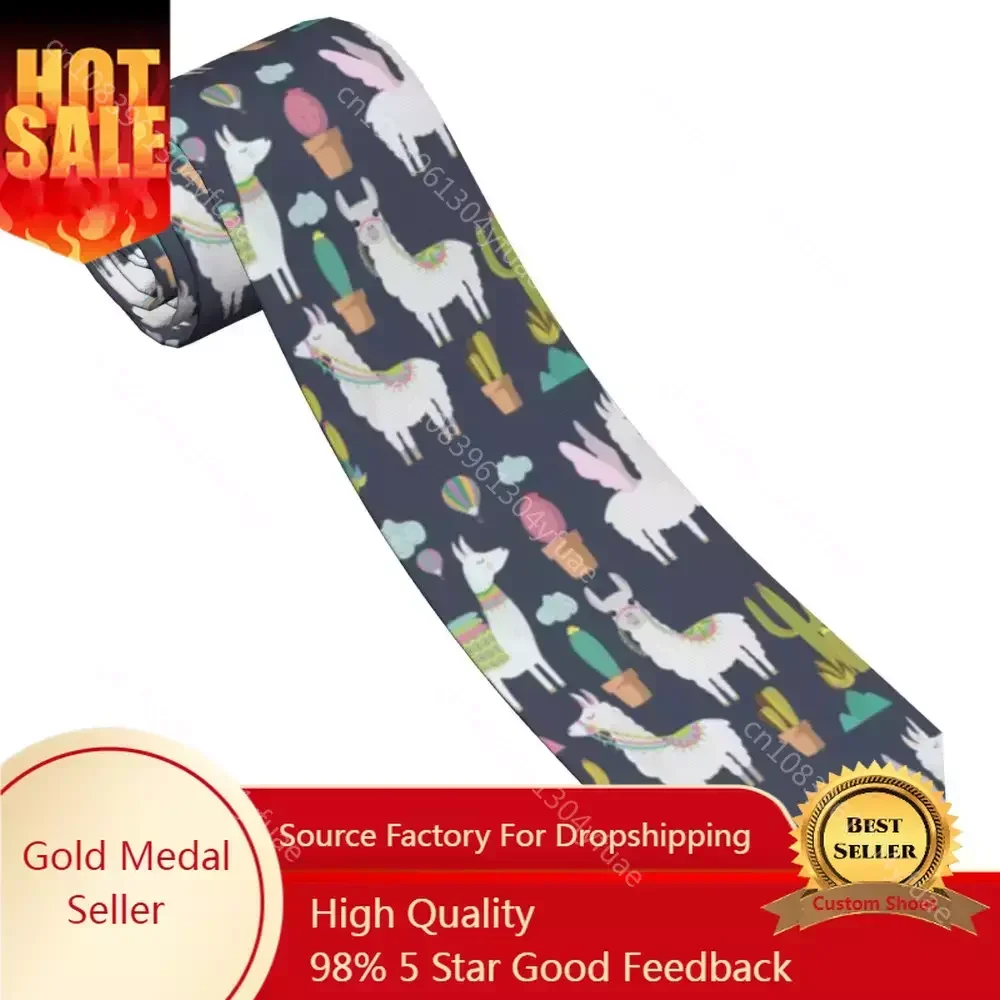 

Alpaca Neckties Unisex Polyester 8 cm Cute Cartoon Animal Neck Tie for Men Silk Narrow Daily Wear Office