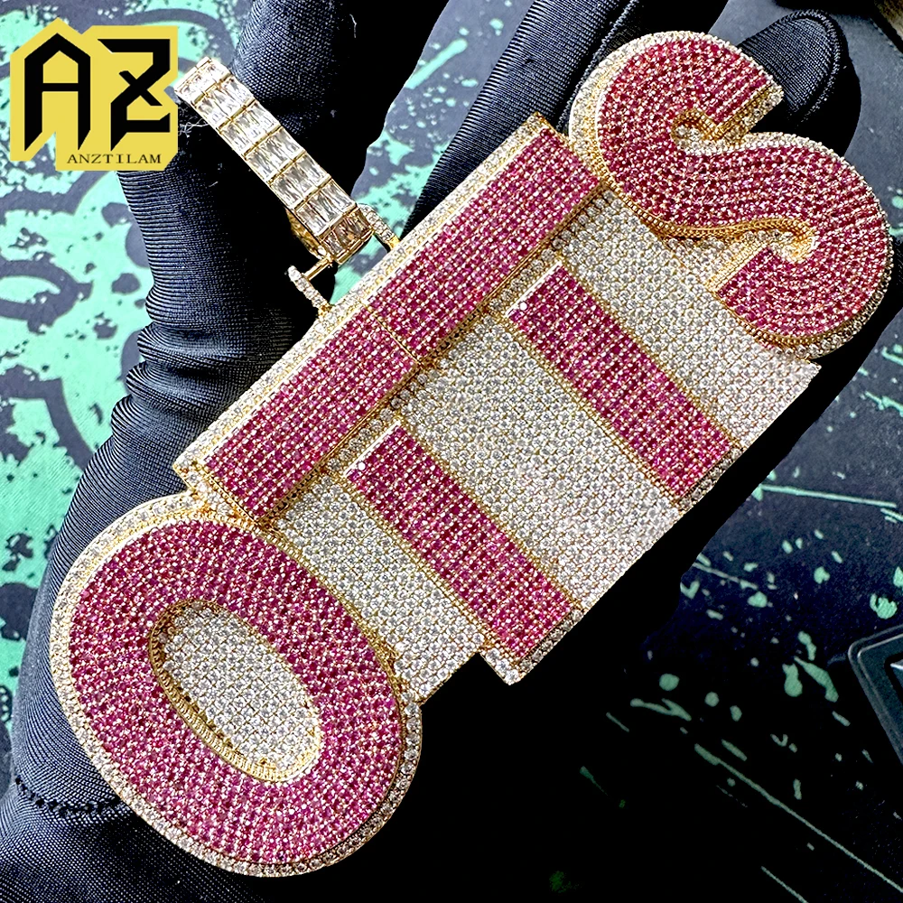 Red Color Customized Letters Name Iced Out Pendant Necklaces For Men Women Bling Zircon Necklace Hip Hop Jewelry Free Shipping
