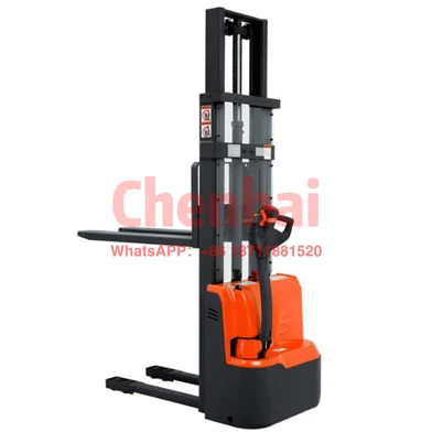 

1ton Electric Walkie Stacker Powered Forklift with Adjustable Forks Material Lifter