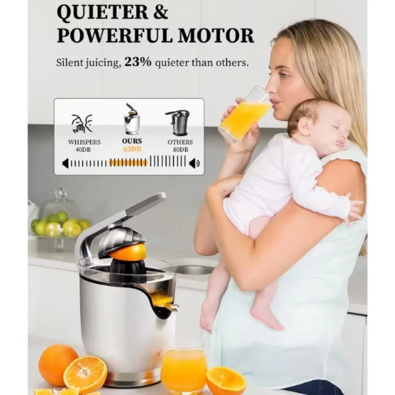 GDOR 150 Watts of Power for Orange Lemon Grapefruit Juice Extractor Spout Lock Electric Citrus Juicer Squeezer Stainless Steel