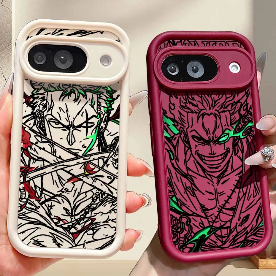 One Piece Zoro Silikon-Handyhülle mit Augen-Ladder-Lanyard für Xiaomi 17 15 15T 14 14T POCO X7 X6 M8 M7 M6 F8 F7 Pro Plus