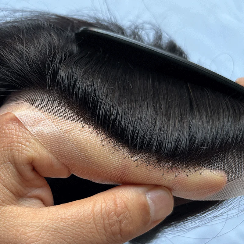 Natuurlijk menselijk haar Prothetisch haar met hoge dichtheid Mannenpruik Pu Silicon Mannen Toupetje Vervangingssysteem Haarstuk Pruik voor mannen