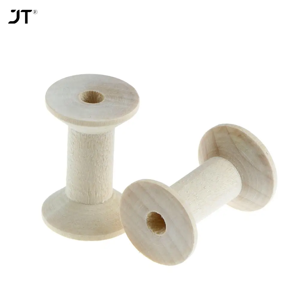 10pcs Natural Color Empty Wooden Bobbin Spools For Thread Wire Needlework kits 47mmx31mm