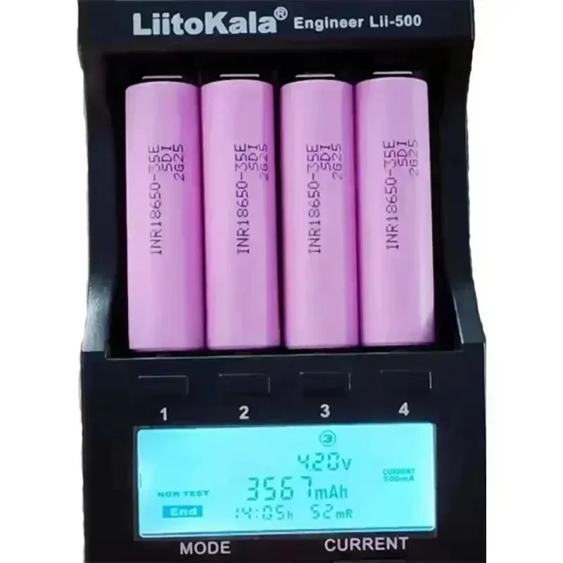 18650 배터리 베스트셀러 100%, 오리지널 3.7V 리튬 이온 3500mAh 25A 방전 INR 35E 스크루드라이버 손전등 충전식 배터리