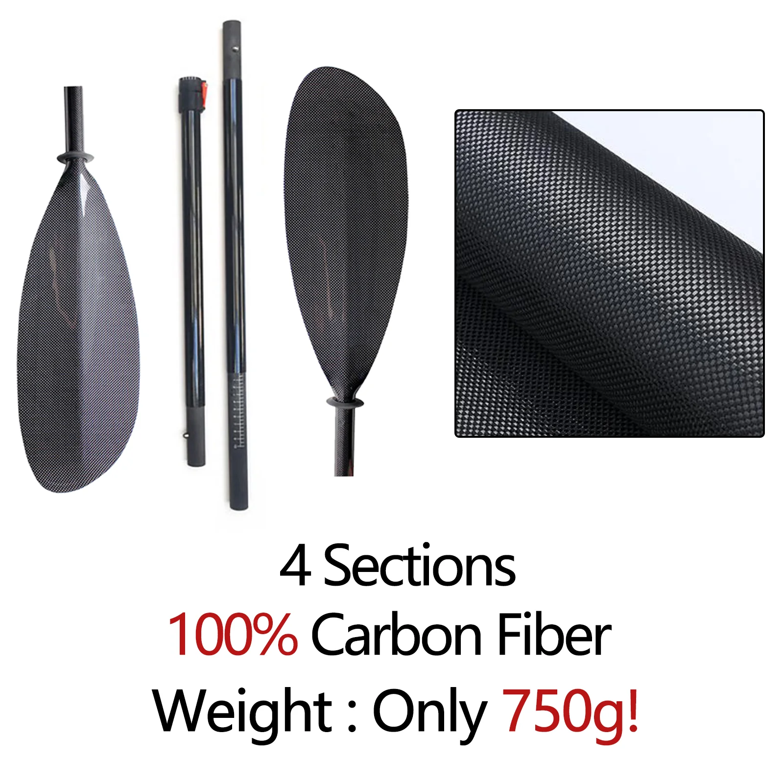 4 Sections Sea Kayak Paddle Sport Line Carbon Fiber Blade 100% Full Carbon Fiber Rowing Oars Canoe Boat Kayaks Tool Accessories