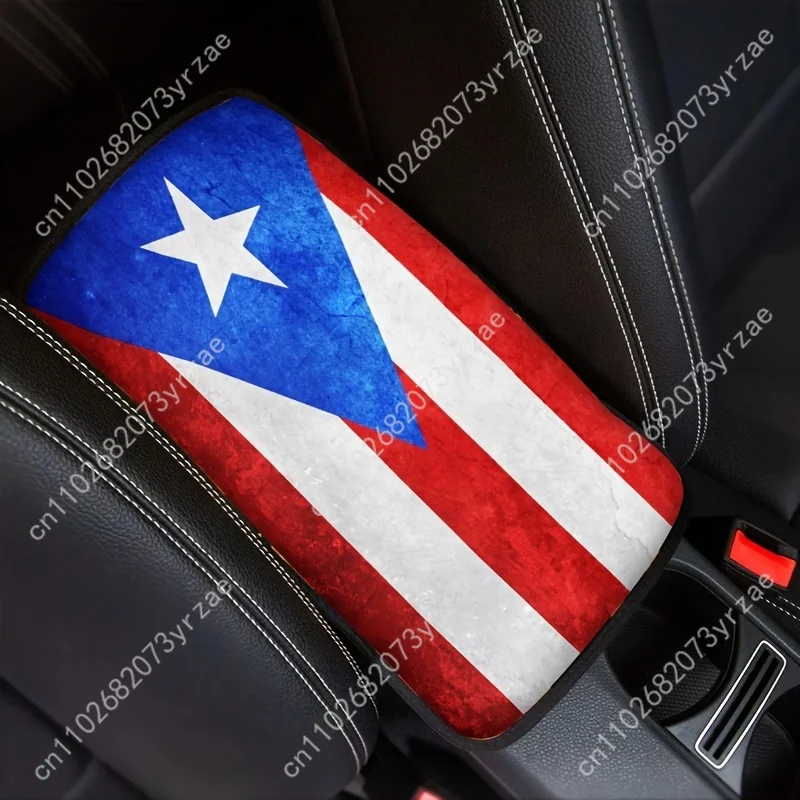 

Puerto Rico Flag Universal Car Armrest Cushion High Quality Non-Slip Car Armrest Cover Elastic Straps Car Interior Accessories