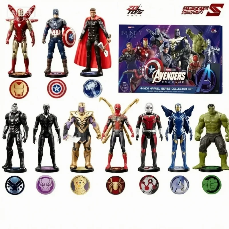 Genuine Zd Toys Avengers Endgame 10pcs Set 4-Inch Action Figure Iron Man Spider-Man Thanos Limited Commemorative Toy Gifts